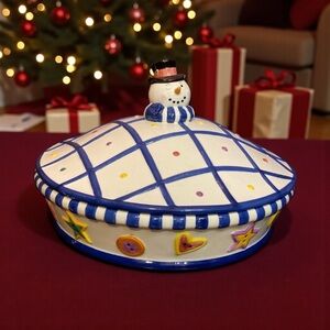 Tammany Devine VTG Festive Snowman Ceramic Dish